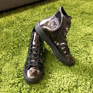 NWOB Converse Brush Off Leather High Top Metallic
